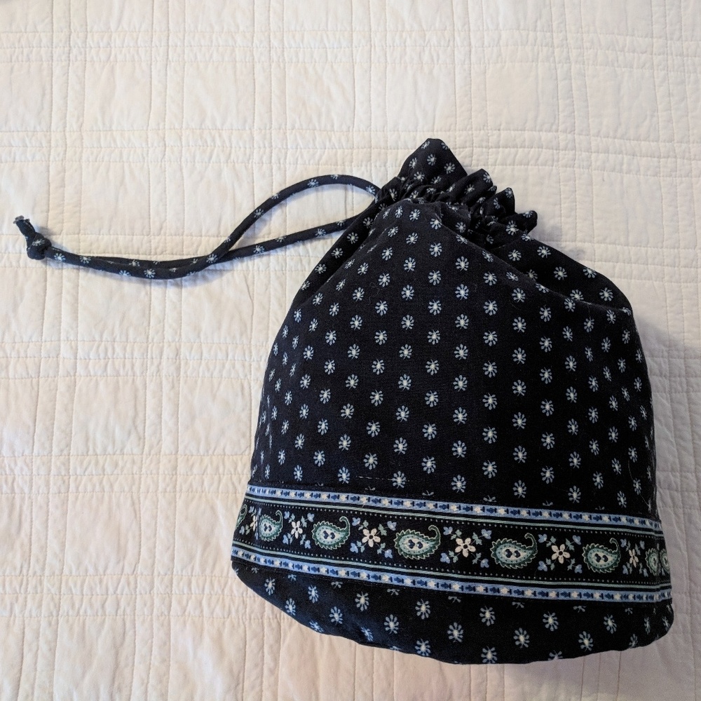 Vera Bradley Seaport Navy Lined Drawstring Bag